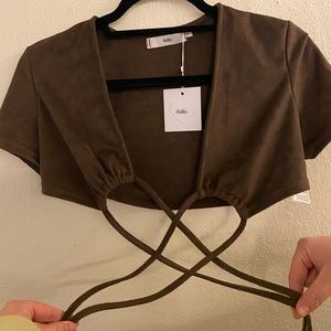 Suede Cropped Tie Top